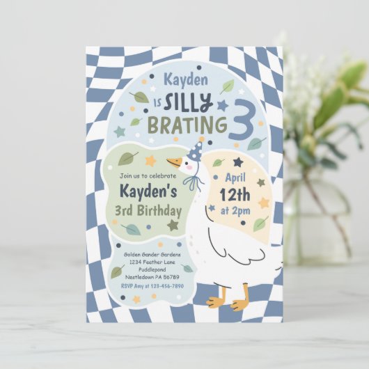 Silly Goose Silly-Brating Three Birthday Party 招待状 (スタンド正面)