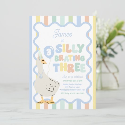Silly Goose Silly-Brating Three Birthday Party  招待状 (スタンド正面)
