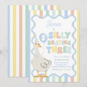 Silly Goose Silly-Brating Three Birthday Party  招待状 (正面/裏面)