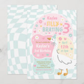 Silly Goose Silly-Brating Three Birthday Party 招待状 (正面/裏面)