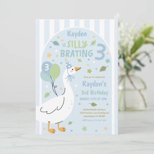 Silly Goose Silly-Brating Three Birthday Party 招待状 (スタンド正面)