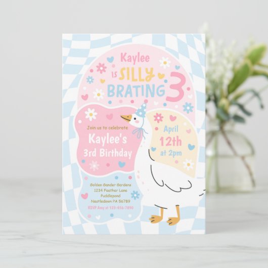 Silly Goose Silly-Brating Three Birthday Party 招待状 (スタンド正面)