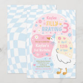 Silly Goose Silly-Brating Three Birthday Party 招待状 (正面/裏面)