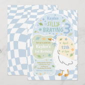 Silly Goose Silly-Brating Three Birthday Party 招待状 (正面/裏面)