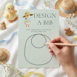 Silly Goose Teal Design Bib Baby Shower Game Card 招待状