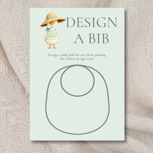 Silly Goose Teal Design Bib Baby Shower Game Card 招待状