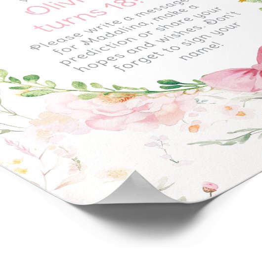 Silly Goose Time Capsule 1st Birthday pink bow ポスター (角)