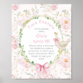 Silly Goose Time Capsule 1st Birthday pink bow ポスター (正面)