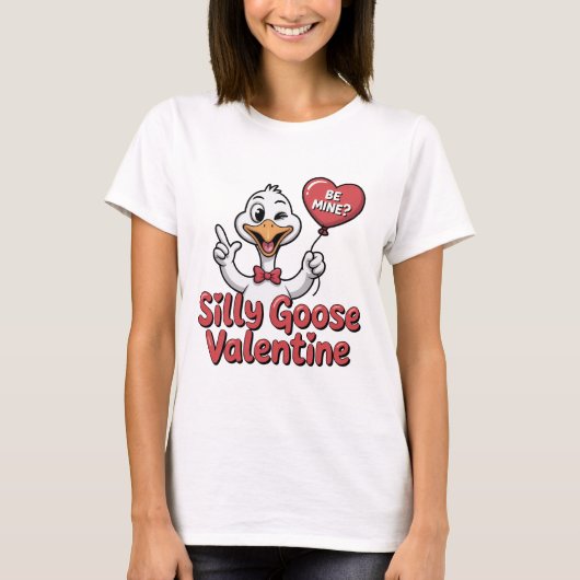 Silly Goose Valentine Shirt - Cute Winking Goose H Tシャツ (正面)