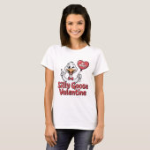 Silly Goose Valentine Shirt - Cute Winking Goose H Tシャツ (正面フル)