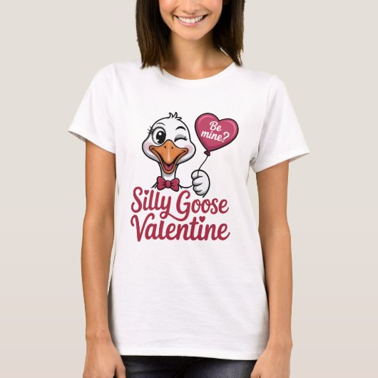 Silly Goose Valentine Shirt - Cute Winking Goose H Tシャツ (正面)