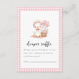 Silly Goose Watercolor Girl Baby Shower エンクロージャーカード