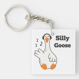 Silly Goose Wearing Headphones – Cute Funny Goose キーホルダー