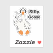 Silly Goose Wearing Headphones – Cute Funny Goose シール (シート)