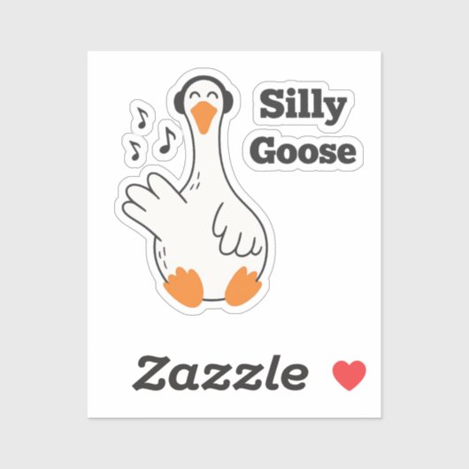 Silly Goose Wearing Headphones – Cute Funny Goose シール (シート)