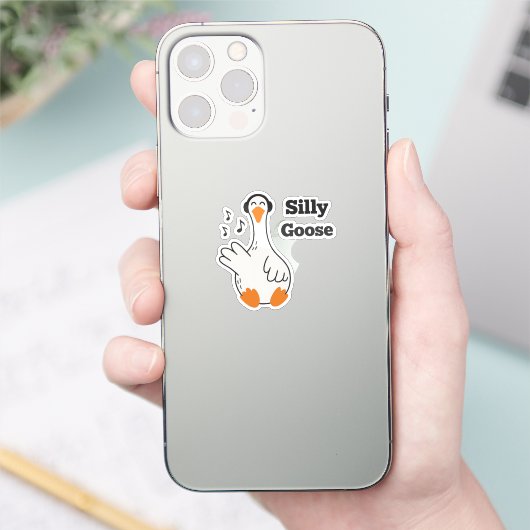 Silly Goose Wearing Headphones – Cute Funny Goose シール (スマートフォン)