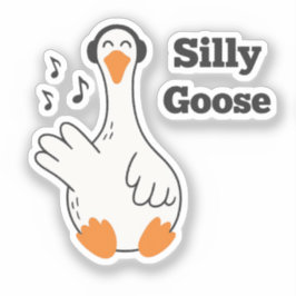 Silly Goose Wearing Headphones – Cute Funny Goose シール