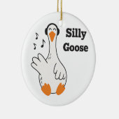 Silly Goose Wearing Headphones – Cute Funny Goose セラミックオーナメント (右)