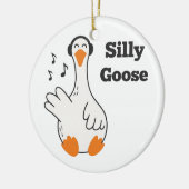 Silly Goose Wearing Headphones – Cute Funny Goose セラミックオーナメント (左)
