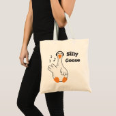 Silly Goose Wearing Headphones – Cute Funny Goose トートバッグ (正面(商品))