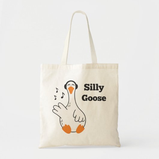 Silly Goose Wearing Headphones – Cute Funny Goose トートバッグ (正面)