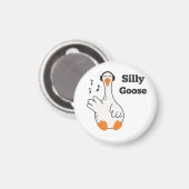 Silly Goose Wearing Headphones – Cute Funny Goose マグネット (正面/裏面)