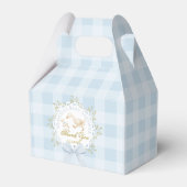 Silly Goose Whimsical Blue Gingham Baby Shower フェイバーボックス (裏面サイド)