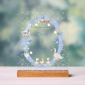 Silly Goose Whimsical Bow Baby Boy Shower アクリルサイン (ニュートラル)