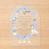 Silly Goose Whimsical Bow Baby Boy Shower アクリル招待状 (正面)