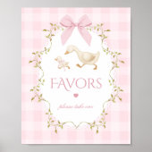 Silly Goose Whimsical Favors Pink Gingham ポスター (正面)
