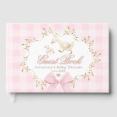 Silly Goose Whimsical Gingham Baby girl Shower ゲストブック (正面)