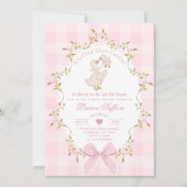 Silly Goose Whimsical Pink Bow Baby Shower 招待状 (正面)