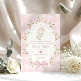 Silly Goose Whimsical Pink Bow Baby Shower 招待状