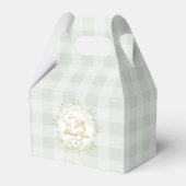 Silly Goose Whimsical Sage Gingham Baby Shower フェイバーボックス (正面サイド)