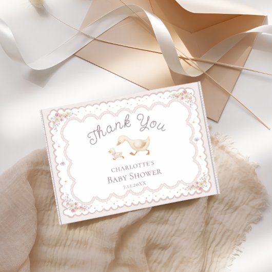 Silly Goose Wildflower Cute Baby Shower Thank You  カード