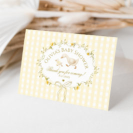 Silly Goose Wildflower Gingham Baby Shower サンキューカード