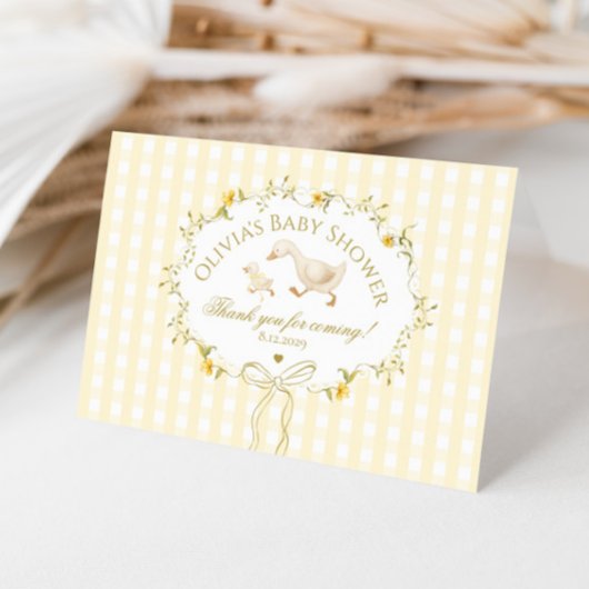 Silly Goose Wildflower Gingham Baby Shower サンキューカード