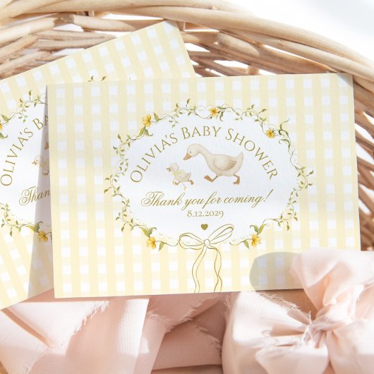 Silly Goose Wildflower Gingham Baby Shower サンキューカード