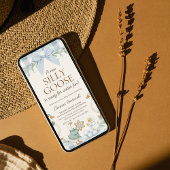 Silly Goose Winter Baby Shower Blue Gingham  招待状