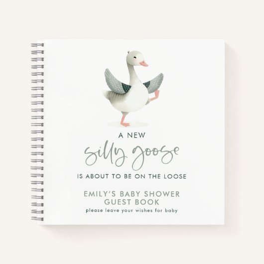 Silly Goose Wishes for Baby Shower Guest Book ノートブック (正面)