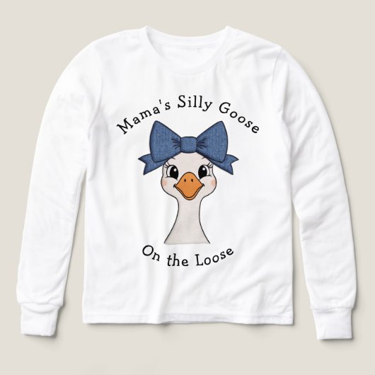 Silly Goose with Hair Bow Girly Longsleeve (デザイン正面)