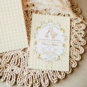 Silly Goose Yellow Gender neutral Bow Baby Shower 招待状