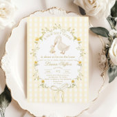 Silly Goose Yellow Gender neutral Bow Baby Shower 招待状