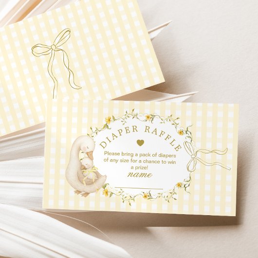 Silly Goose Yellow Gingham Diaper raffle ticket エンクロージャーカード