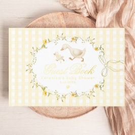 Silly Goose Yellow Gingham Whimsical Baby Shower ゲストブック