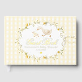 Silly Goose Yellow Gingham Whimsical Baby Shower ゲストブック (正面)