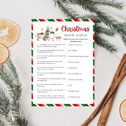 Silly Goosemas Christmas Matching Movie Trivia シーズンカード