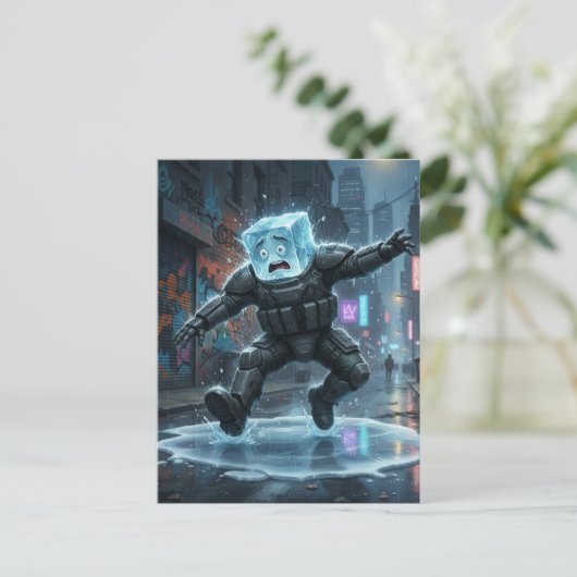 Silly icecube falling on ice  ポストカード (スタンド正面)
