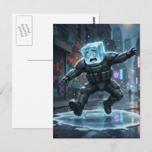 Silly icecube falling on ice  ポストカード (正面/裏面)