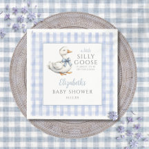 Silly Little Goose Blue Gingham Baby Shower